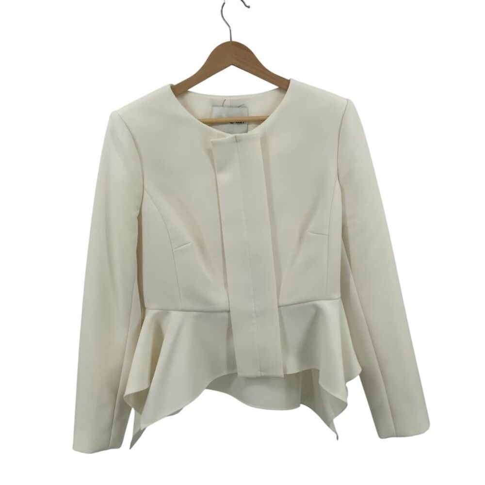 Roland Mouret Peplum Crepe Jacket White 8